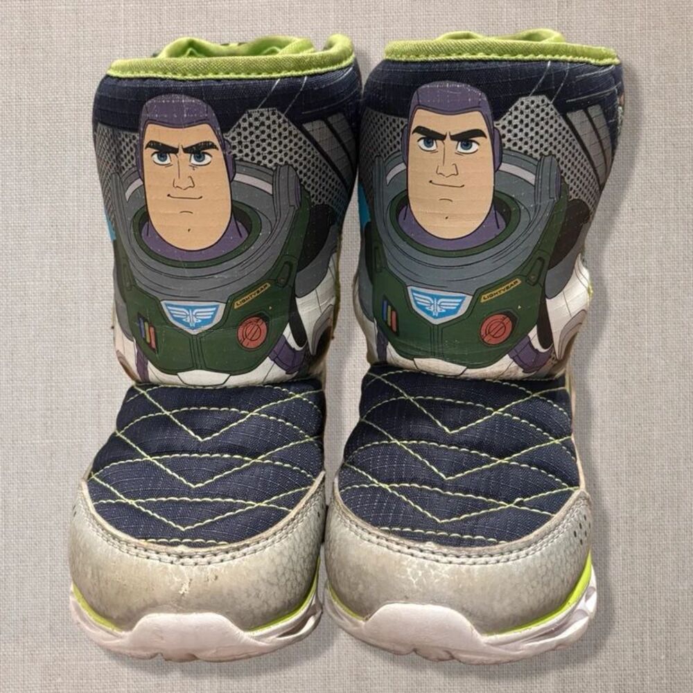 Disney Pixar Toy Story Buzz Lightyear Boys Snow Boots Size 9 Navy Green